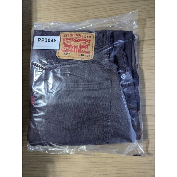 Levis 511 Slim Fit Jeans Mens 30x30 Burgundy Denim Tapered Leg Soft Pants - Picture 12 of 12